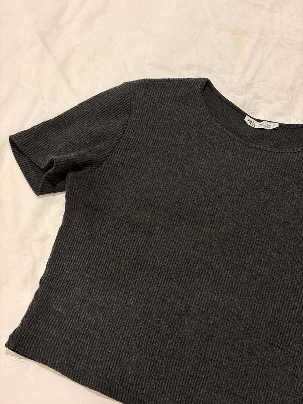 Women's Dark Gray Ribbed Corduroy Top